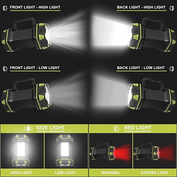 LED-handlampa, laddningsbar ficklampa, campinglampa