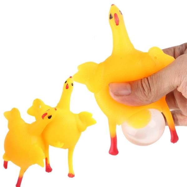 1st roliga prylar Nyhet Antistress Kläm kyckling värpande ägg Kycklingleksaker Nyckelring överraskning Squishy barn till
