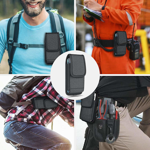 Pysty puhelimen vyölaukku laadukkaalla klipsillä iPhone Samsung Xiaomi älypuhelimille