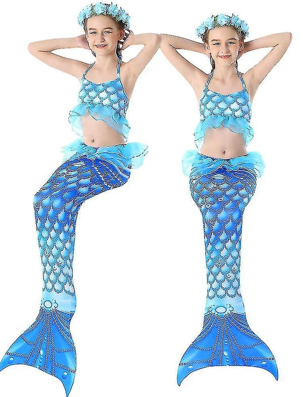 3 st Baddräkter för flickor Sjöjungfru för simning Sjöjungfru Kostym Bikini Set