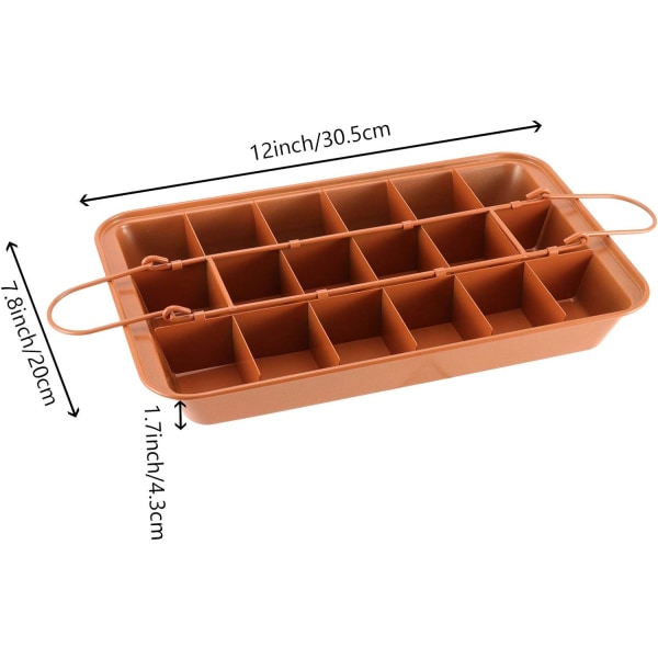 2-pakke 12 x 8 x 2 tommer 18-ruters ikke-klebende browniepanne med skillevegg