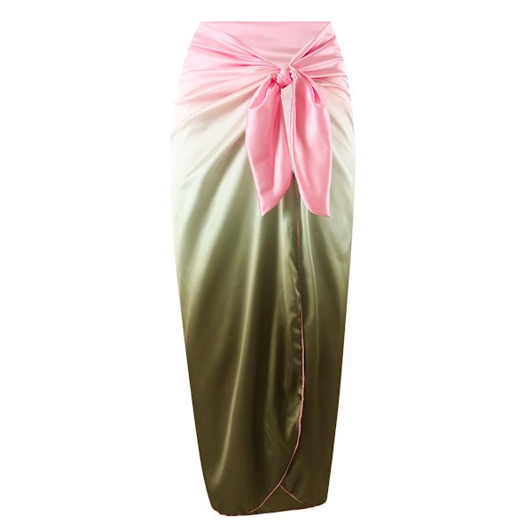 Baddräkt enfärgad skarvning het stil metallknapp baddräkt baddräkt i ett stycke Satin skirt one size 3