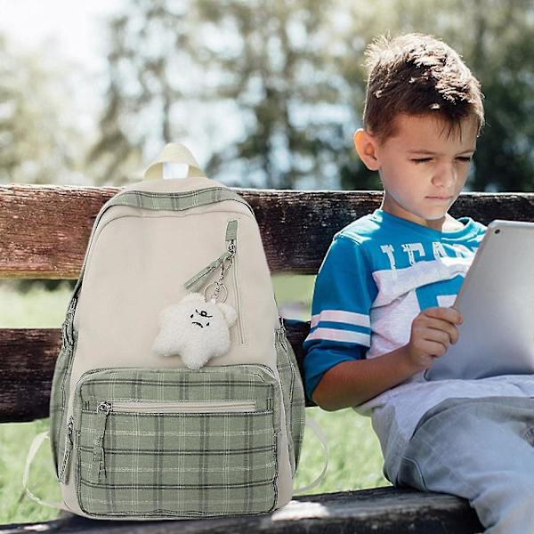 Söt skolväska Kawaii - Rutig skolväska för flickor | Söt högskola flickor damer resor skola lätt