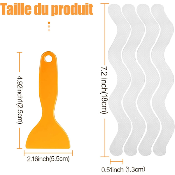 30 stk. Anti-slip Sikkerhedsmærker Bad, Transparent Bruse Anti-slip Bånd med Skraber, til Bad, Badekar, Trappetrin - S