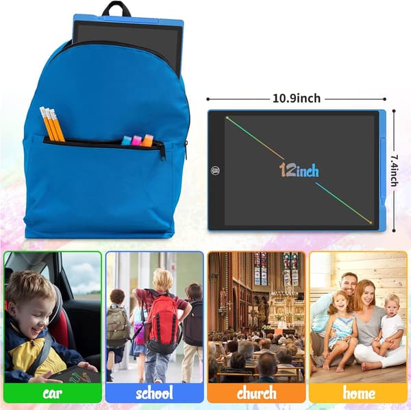 LCD Magic Pad 12 tommer børne-skrivetavle, farvetegningstavle