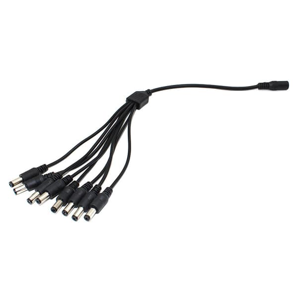2-pak - 1 til 8-vejs DC-strømsplitterkabel 5,5 mm x 2,1 mm hanstik til CCTV-kameraer