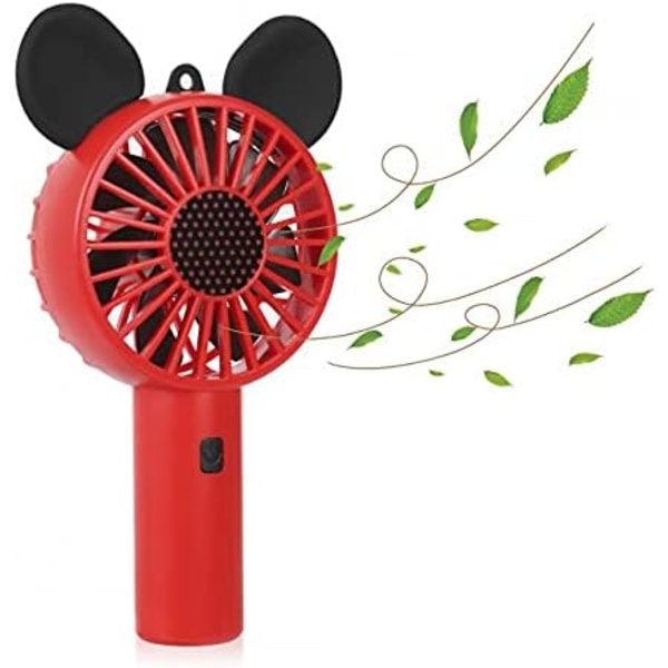 Håndholdt blæser Bærbar blæser Genopladelig USB mini blæser med 3 justerbare vindhastigheder rød
