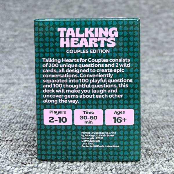 Engelsk versjon Talking hearts couples edition Talking hearts couples heart dialogkort