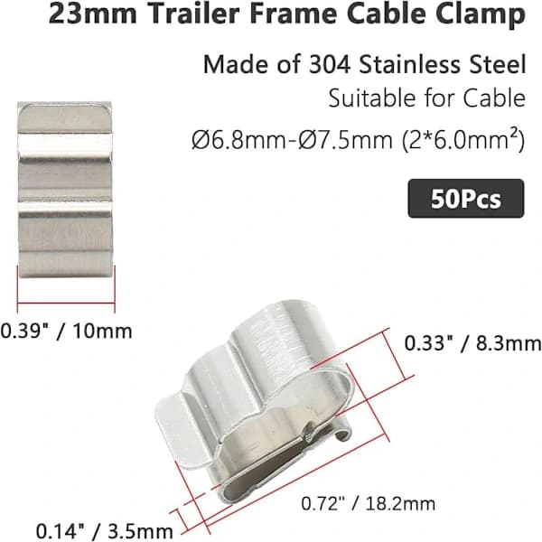 50 trailerramme kabelclips, solpanel kabelclips