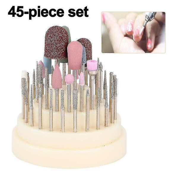 2023 Grossist 45-delad Nagelfrässats, Diamantfräs, Poleringsfil, Nagelslipning White