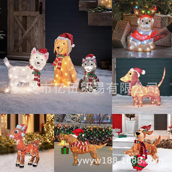 Julehunde lyskæde have dekoration LED lys julescene layout dekoration ornamenter 1