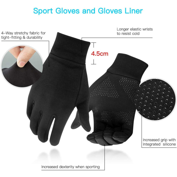 Pekskärmshandskar, Unisex Sporthandskar Handskfoder Utomhus Anti-Halk Full Finger för Körning, Vandring Storlek M