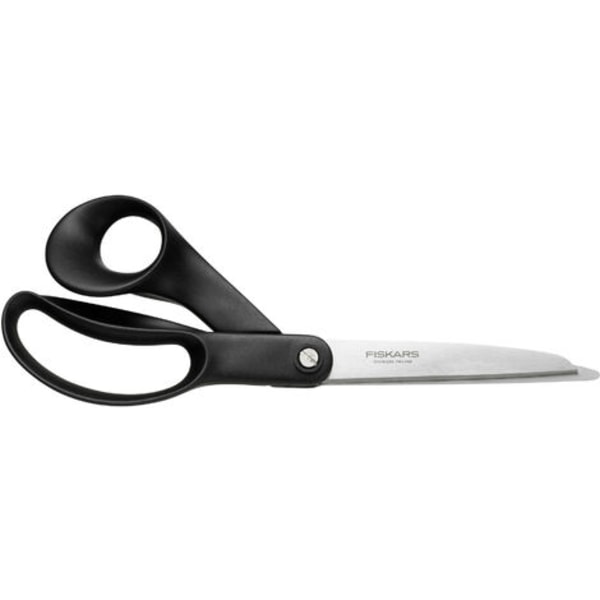 Saks for tykke materialer med tråd-klippehakk, Lengde: 25 cm, Rustfritt stålblader/plast håndtak, Svart