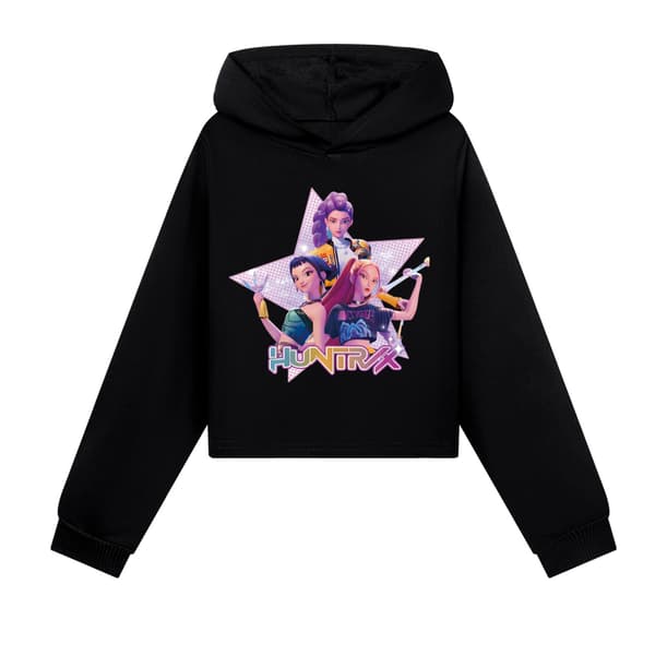 Kpop Demon Hunters Jenter Cropped Hettegenser black 110cm