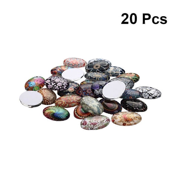 20 stk. Folkloristisk Tids-ædelsten Oval Glas Patch Glas Gennemsigtig Tids-ædelsten Patch Forsyninger til Smykker DIY Håndværk