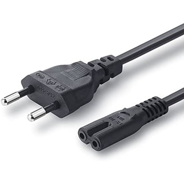 Strömkabel, EU-standard 250V 2.5A, 1.5M, Nätkabel 2-polig för högtalare, skärm, PC, bärbar dator, etc.