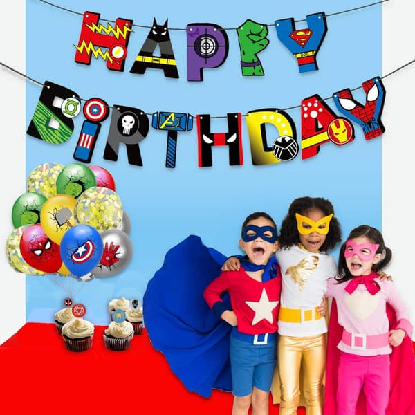 Superhelt Helium Ballonger Superhelt Banner Superhelt Event Kake Topper Superhelt