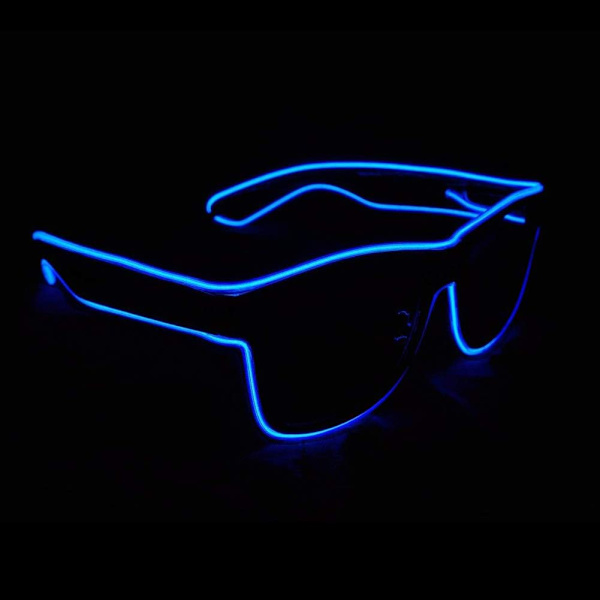 Briller med LED-lys i 4 tilstande til fest, bryllup, bar, show, fødselsdag (blå)
