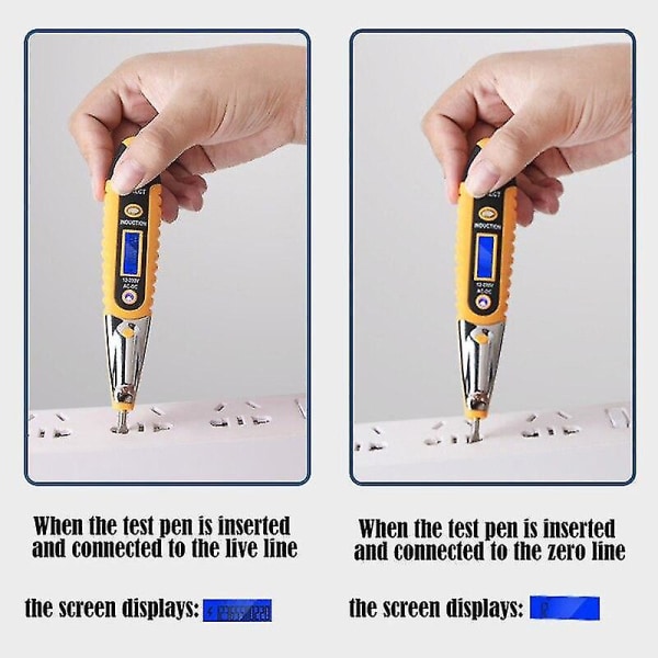 Digital testblyant Ac Dc Tester Elektrisk LCD-skjerm Spenningsdetektor Testpenn Intelligent induksjonskretsdeteksjon Yellow no battery