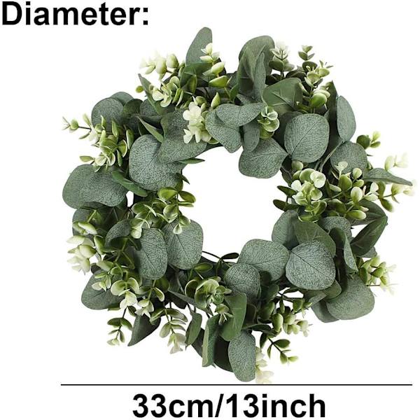 Keinotekoinen eukalyptuskranssi vihreä ovikranssi seinäkranssi muovikranssi pääsiäiskoriste, seinä, 33 cm