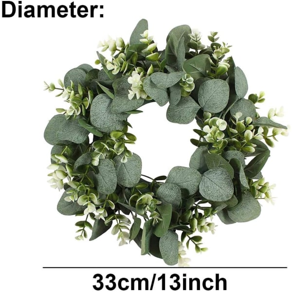 Kunstig Eucalyptus Krans Garland Grøn Dørkrans Vægkranse Plastikkrans Påskedekoration , Væggen, 33cm