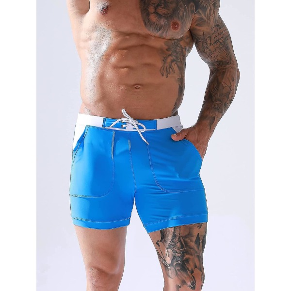 Miesten uimahousut Shorts Sport Boxer Uimapuku Irrotettavalla Pehmusteella Säädettävällä Kiristysnarulla Uimapuku Nopea Kuivuminen Klassinen Uimahousut Painetut Rantahousut B-blue 3XL