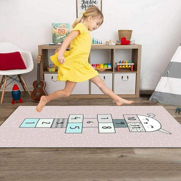 Hopscotch-laskupeitto värikkäällä piirrosanimaatiokuviolla, lapsille liukumaton leikkialusta, pehmeä lattiamatto