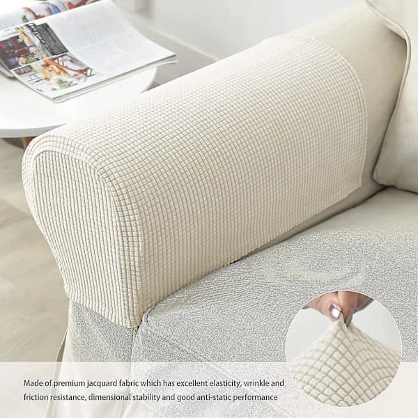 Armstödsskydd, stretchiga soffarmstödsskydd, stolsarmstödsskydd, beige
