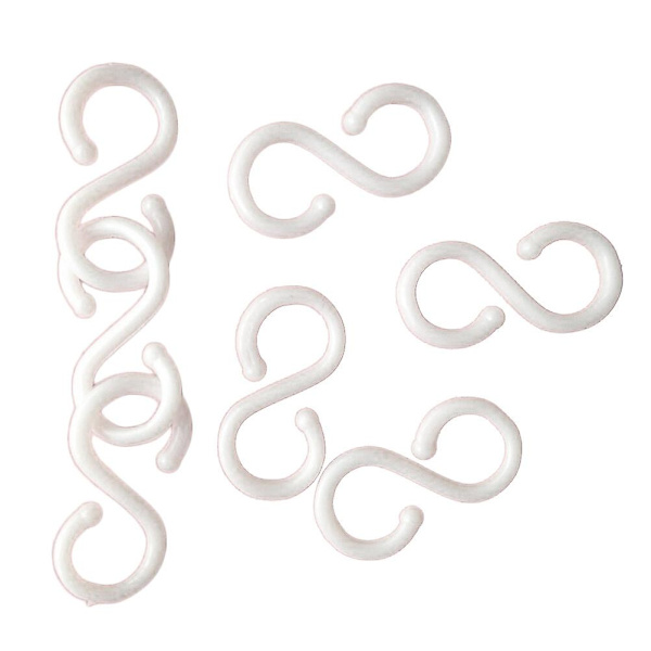100 st S-formade Plastkrokar Hängare Kök Badrum Sked Handduk Kläder Bestick Butik Snacks Hängande Krokar Förvaring Hyllor (vita) White