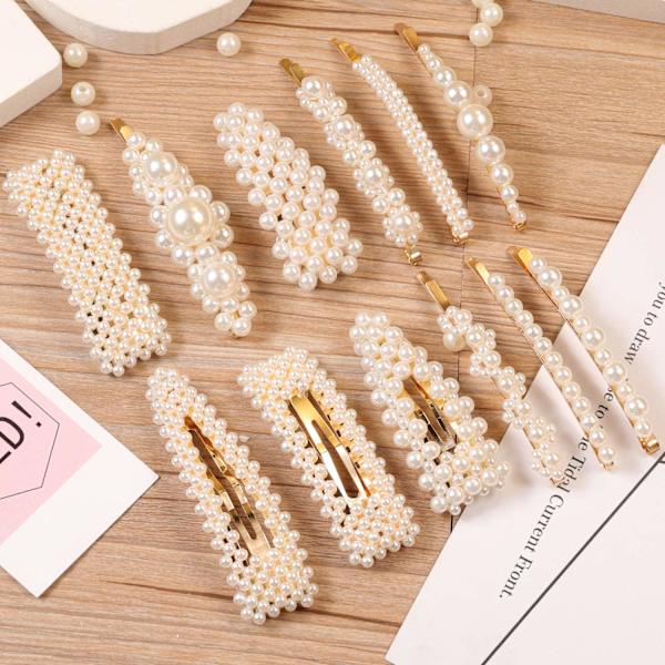 12 kpl Helmihiuskaklipsit Suuret Hiusklipsit Pinnit Barrette Solmiot Naiset Tytöt Elegantti Käsintehty