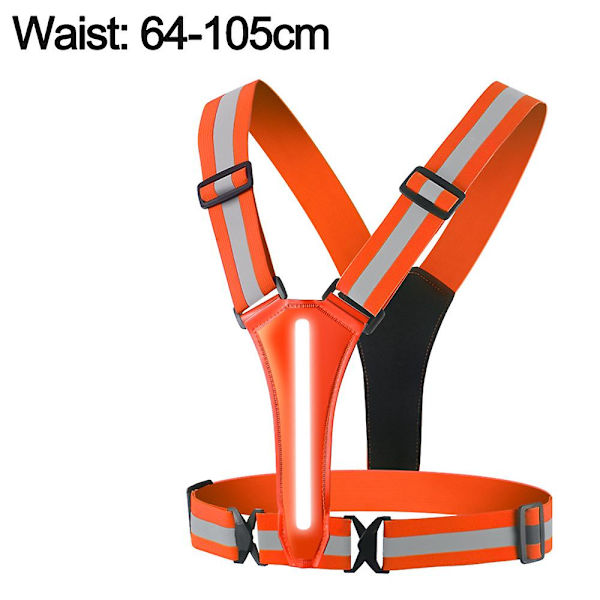 LED Refleksvest Sikkerhetsutstyr - Oransjerød - Lysende Vest For Nattegåing Og Sykling - Høy Synlighet Løpevest Med Refleksstriper Orange-red
