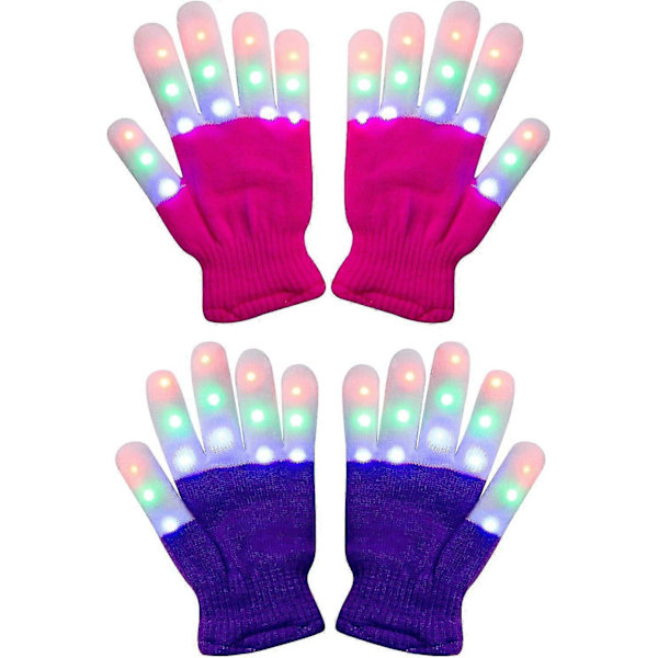 2-pack Ljushandskar för Barn Fingerljus Blinkande LED Varma Handskar med Ljus för Födelsedag Ljusfest Jul Dans Thanksgiving Dag Gåva