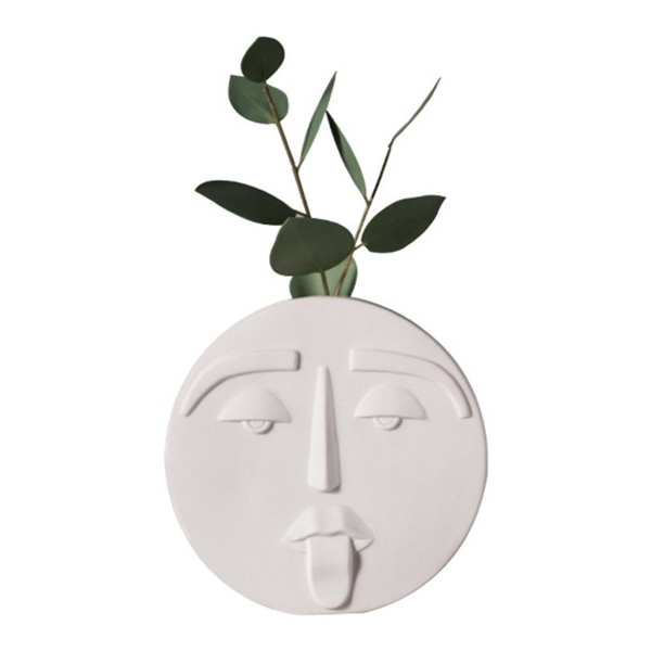 Håndlavet keramisk ansigtsvase, innovativ dekorativ potteplante, rundt firkantet ansigt, langt ansigt, kunstvaser, urtepotte