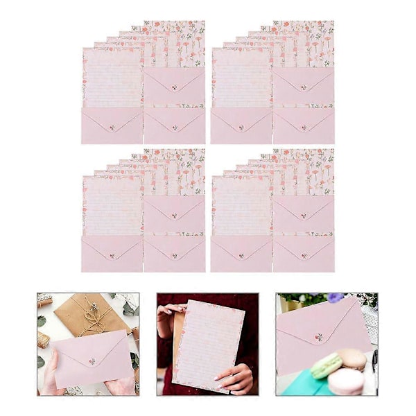 4 Set Dekorativa Brevpapper Kuvert Set Hälsningsbrev Papper Kit Brevpapper Kit A5 Brevpapper Set