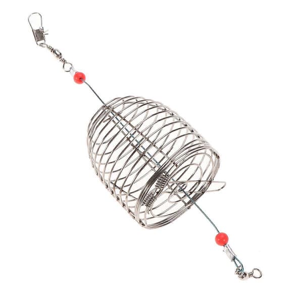 5 stk. fiskemaddingbur i rustfrit stål, lokkemaddingbur, maddingfiskefælde, kurv, foderholder, fiskegrej - Størrelse L
