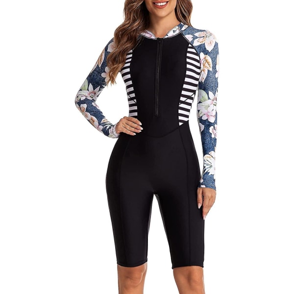 Dam One Piece Boyleg Sportsimdräkter Långärmad Baddräkt UV-Skydd Rash Guard Surfing Dykdräkt Atletisk Baddräkt_ll Color 08 XXL