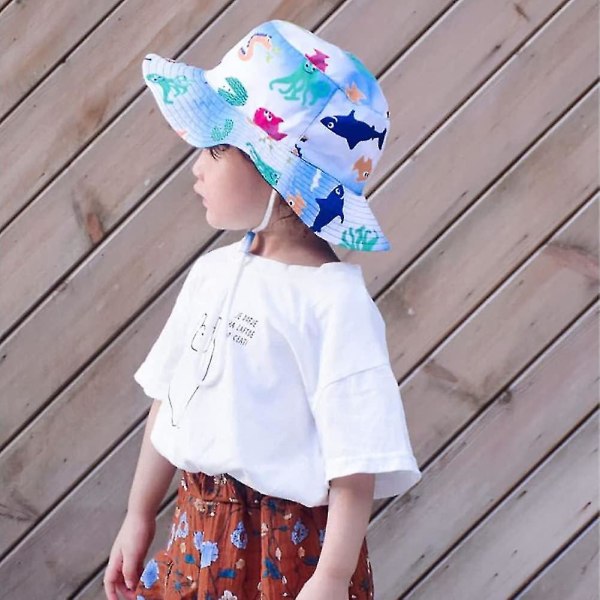 Barnhatt Justerbar Solhatt Andningsbar Strandhatt För Pojkar Flickor_ll Ocean 12-24 Months