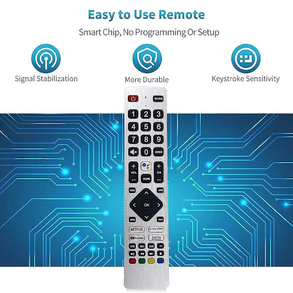 Rmc0133 Fjärrkontroll Ersättning för Sharp TV Fjärrkontroll Gratis Inställning Silver