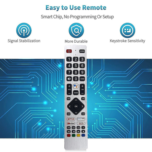 Rmc0133 Fjernkontroll Erstatning For Sharp TV Fjernkontroll Gratis Oppsett Silver