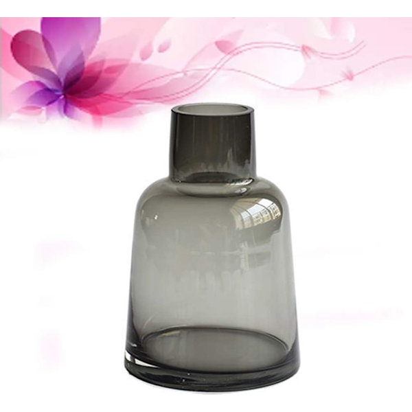 Glasvas för blommor, skrivbordsvas i glas för hemmet eller kontoret (grå)