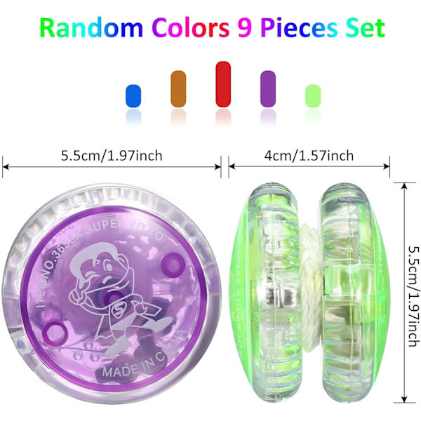 9 stk. LED Lys Yo-Yo Responsive Kugleleje Yo-Yo Plastik Responsive