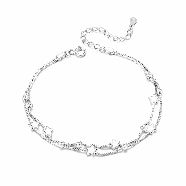 Damen Armbånd Stjerne Kjede Armbånd 925 Armbånd Lag Armbånd Charm Bead Armbånd Armbånd Justerbar Vennskap Armbånd Bursdagsgave til Kvinner