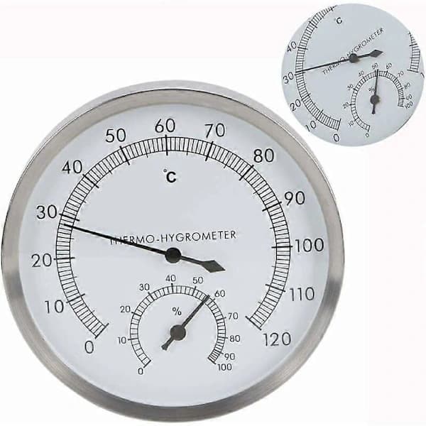 Badstuetermometer, 2-i-1 tilbehør til badstue i rustfritt stål, termometer og hygrometer