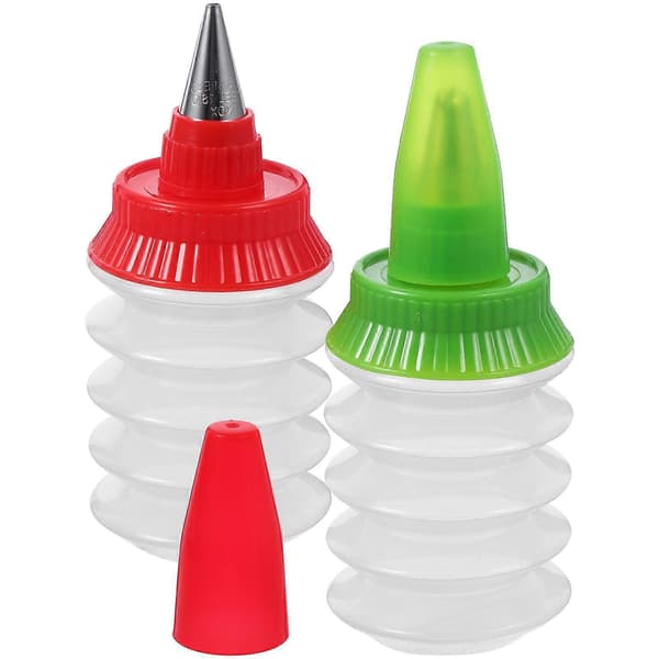2 st kakglasyrflaskor återanvändbara plastpipflaskor glasyrkräm klämma tårtdekorationsmaterial