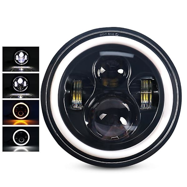 7 tum LED-strålkastare + 4,5 tum dimljus med 7\" fästningsring för Harley Touring Electra Glide Road King Street Glide Black headlight  1