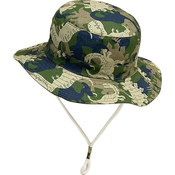 Kids Bucket Hat Justerbar Solhatter Pustende Strandlue For Boys Girls_ll Camouflage Dinosaur 2-4 Years