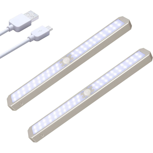 LED Under Cabinet Lysstang, Bevægelsessensor Skablys USB Genopladelige Under Counter Lys Magnetiske Køkkenlys