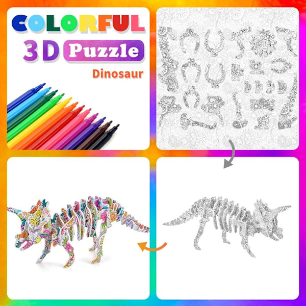 3D Farvelegning Puslespil Sæt til Børn, Kunst og Håndværk til 5-12 Årige Piger og Drenge Maleri Håndværk Sæt Gave