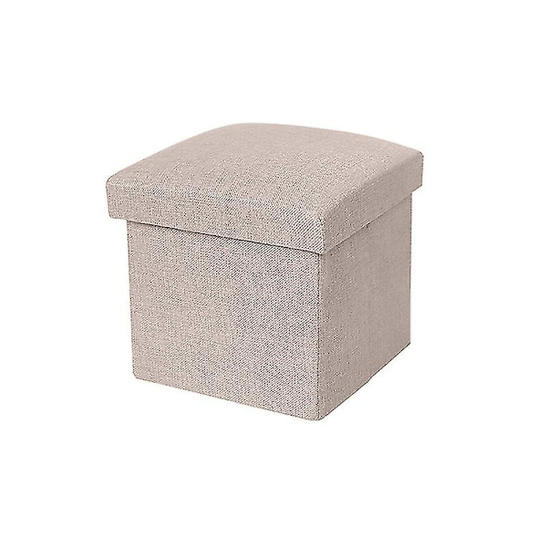 Opbevaringsboks med høj bæreevne, foldbar stof, alsidig opbevaringsottoman, kubus sæde til hjemmet Qinhai Beige 25cm