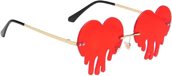 1 Par Hjerteformede Solbriller, Røde Hjerte Solbriller Chic Solbriller Nydelig Brille Tilbehør